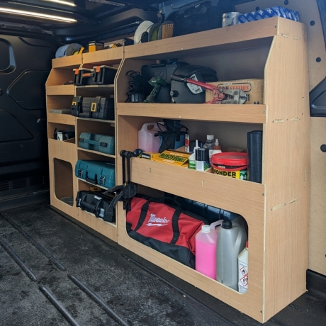  Ford Transit Custom 2024 On SWB L1 van racking shelving plywood unit fits offside – WRK86.87.88