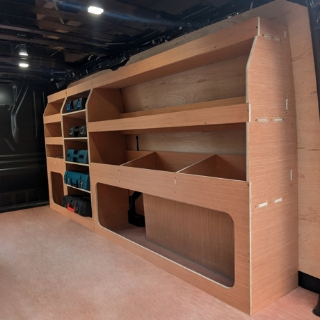 Ford Transit Custom 2024 On LWB L2 van racking shelving plywood unit fits offside – WRK85.86.87